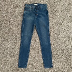 Madewell 10" High-Rise Skinny jeans with exposed button fly, size 27